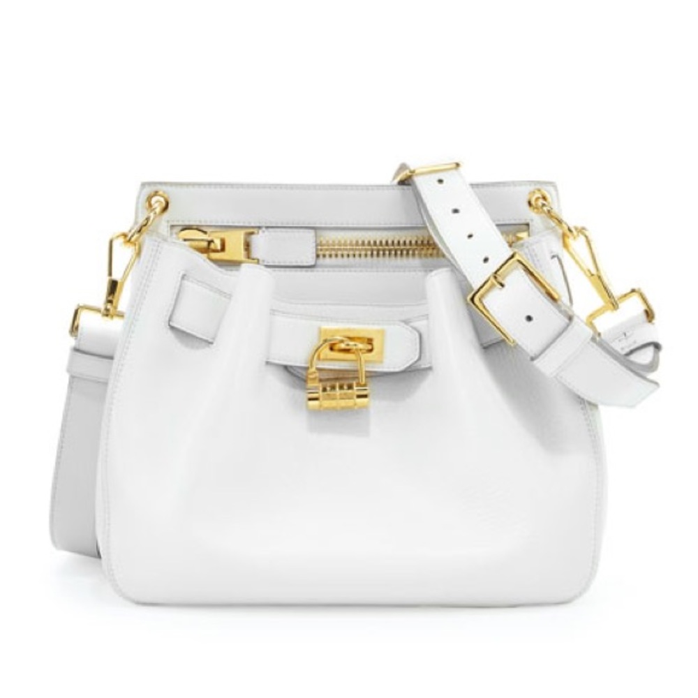 Tom Ford White Lock Front Crossbody and Dust Bag